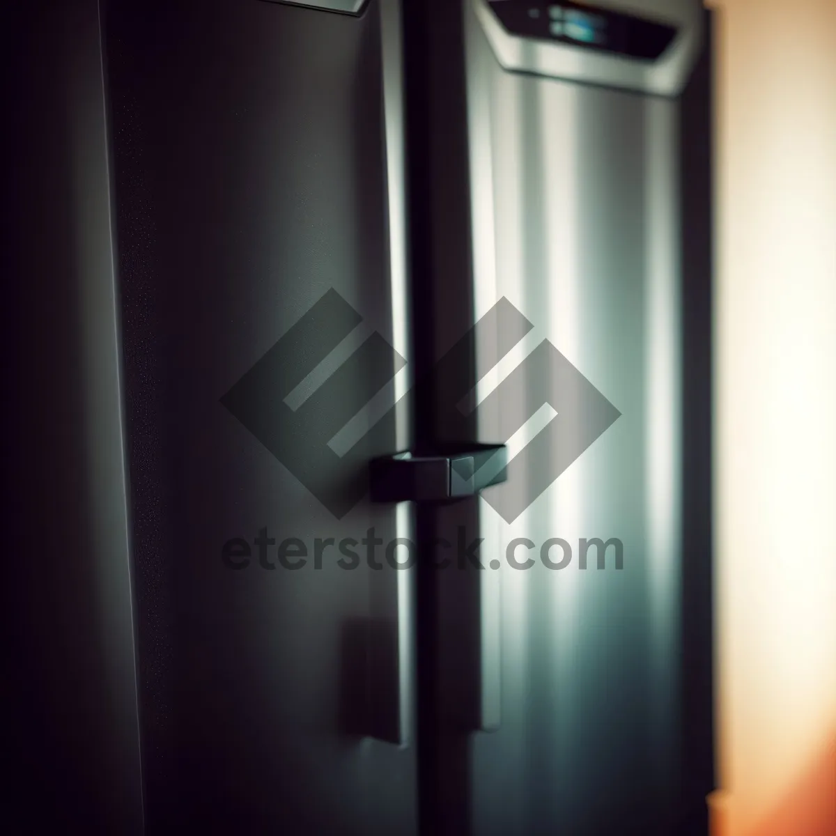 Picture of Modern Home Appliance: White Goods Refrigerator with Floor Lamp