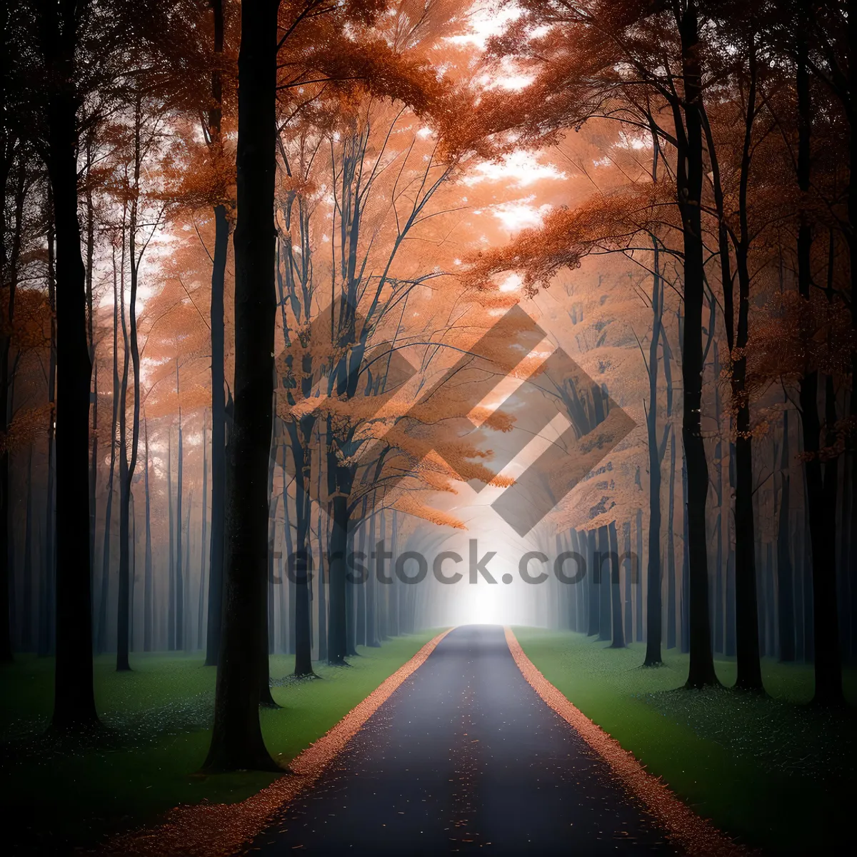 Picture of Misty Autumn Path in Enchanted Woods.