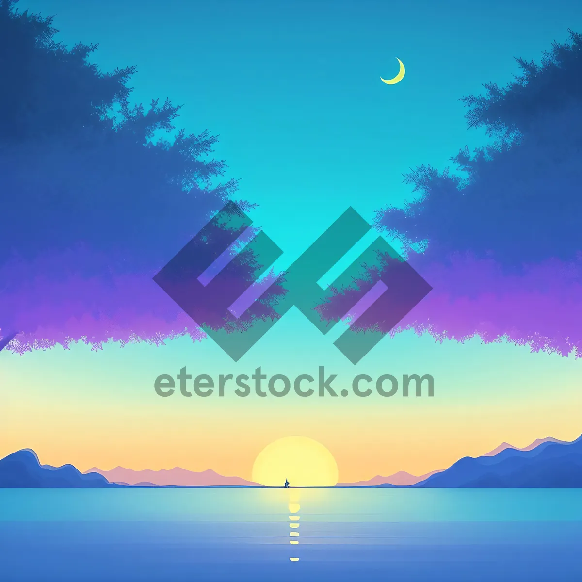 Picture of Vibrant Sunset Sky with Bright Celestial Bodies.