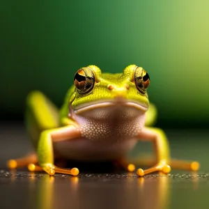 Vibrant-eyed Tree Frog: A Colorful Amphibian Wildlife Close-Up