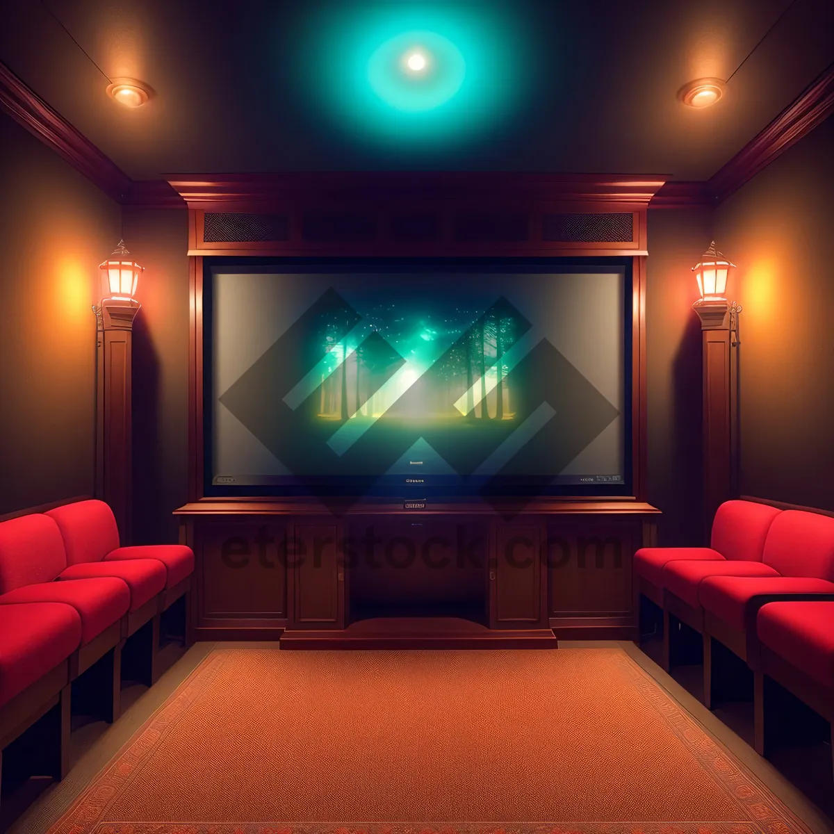 Picture of Modern Luxury Home Theater Interior with Comfortable Seating