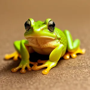 Vibrant Eyed Tree Frog in Nature's Abstract Abode.