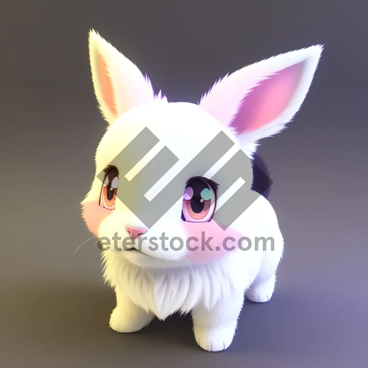 Picture of Funny pink cartoon bunny with adorable ears