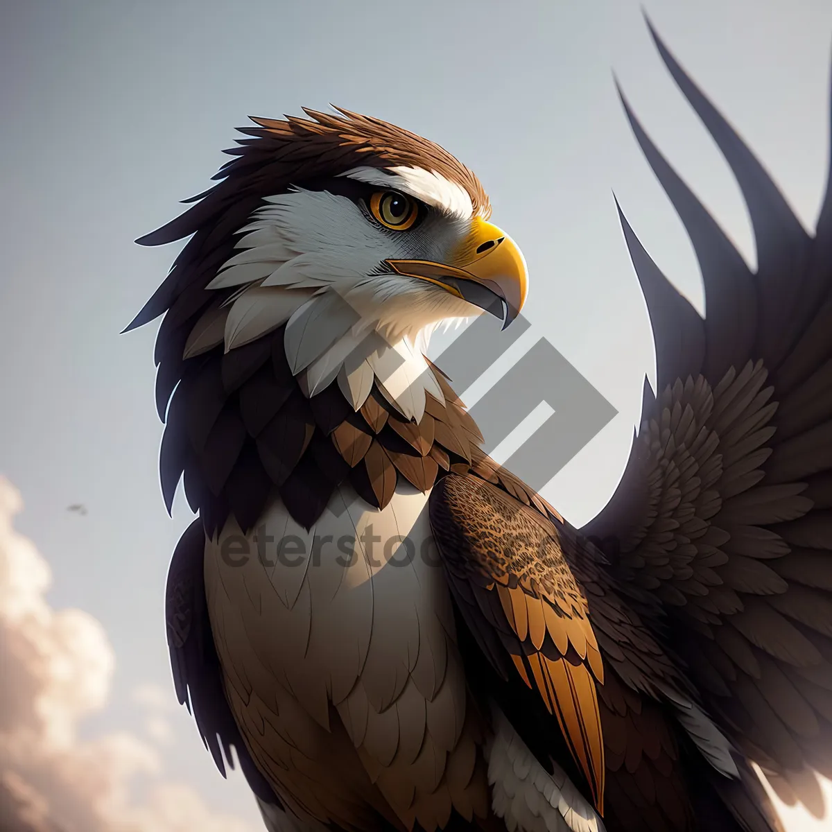 Picture of Majestic Falcon Soaring with Piercing Gaze