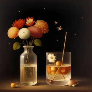 Golden Celebration: Glass Vase with Light and Hourglass Candle