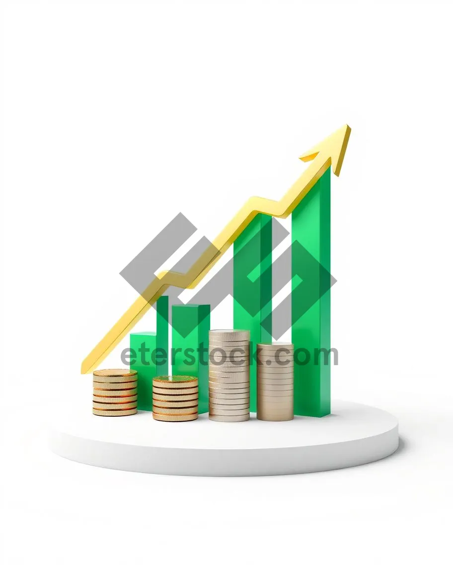 Picture of 3D growth arrow icon symbol finance graph