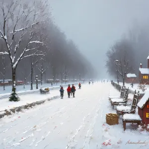 Frozen Forest: Scenic Winter Wonderland with Snowy Road