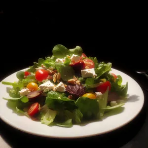 Fresh Vegetable Salad with Guacamole Dip on Plate