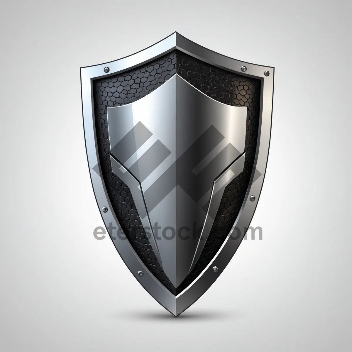 Picture of shiny metal shield with heart emblem icon