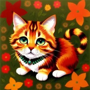 Cheerful Cartoon Pumpkin Kitty in Fun-filled Art!