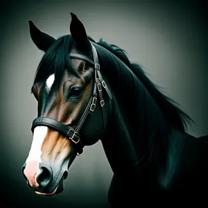 Majestic Stallion with Bridle and Muzzle
