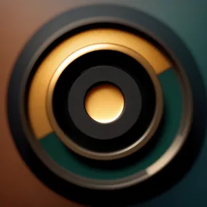Shiny Black 3D Circle Button: Acoustic Speaker Icon