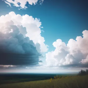 Vibrant Summer Sky with Fluffy Clouds