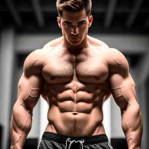 Muscular male body with impressive abs and biceps.