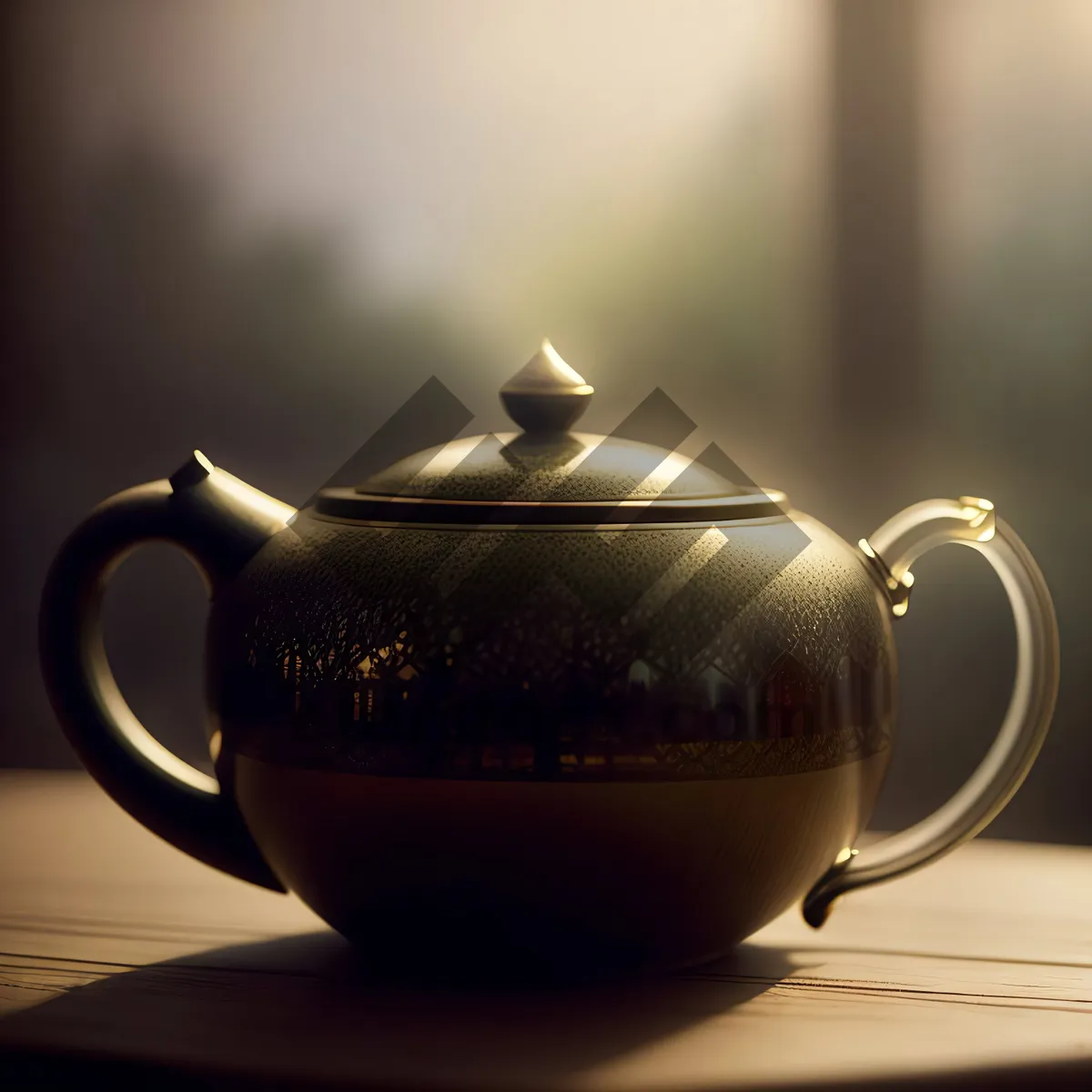 Picture of Traditional Brown Ceramic Teapot with Handle