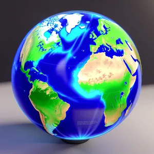 Global Earth Map in 3D: World's Continents and Oceans