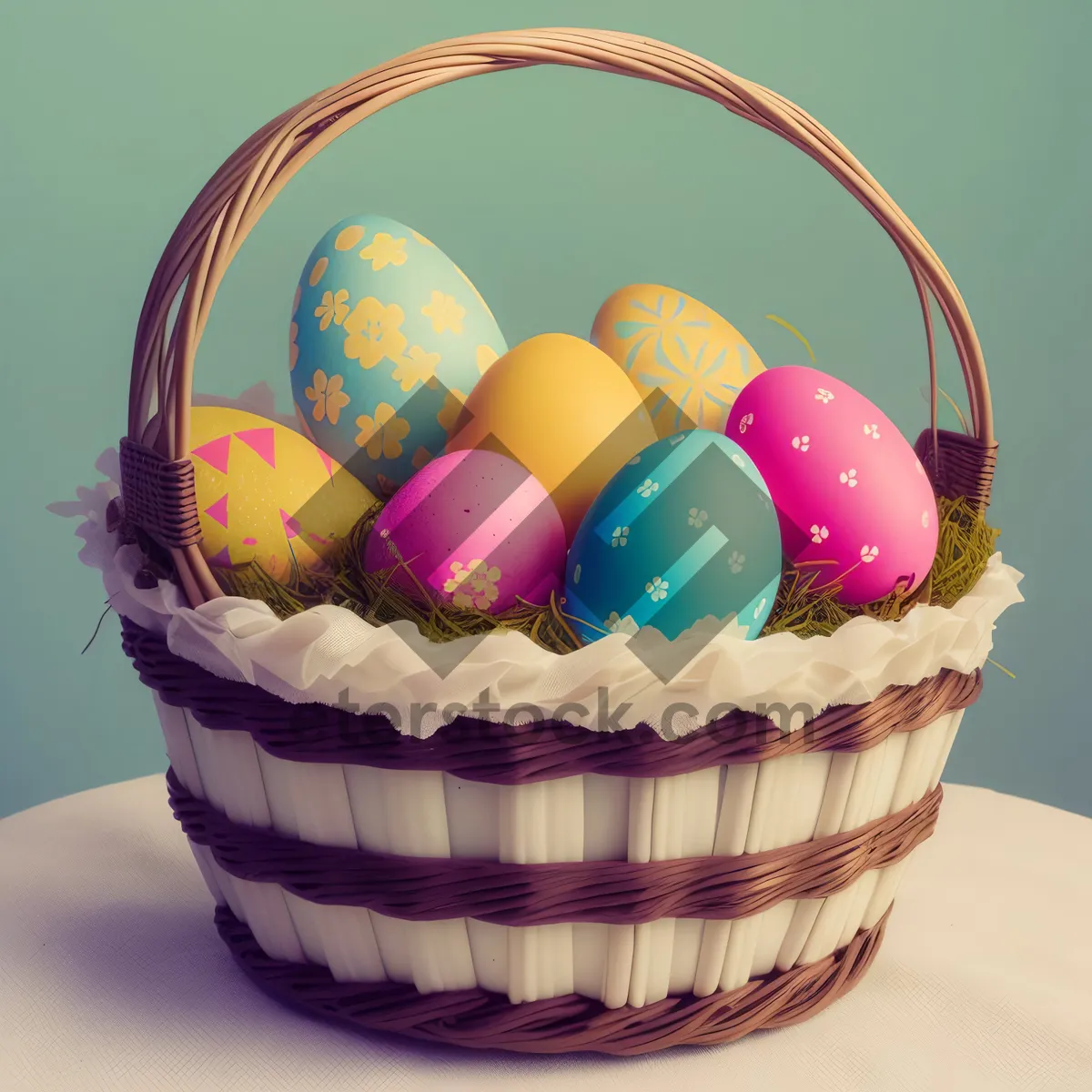 Picture of Colorful Easter Egg Cake with Sugary Sprinkles