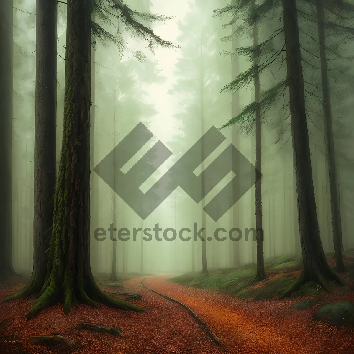 Picture of Autumn Foggy Forest Shower Curtain in Park