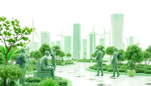 City skyline with skyscrapers and cactus in foreground