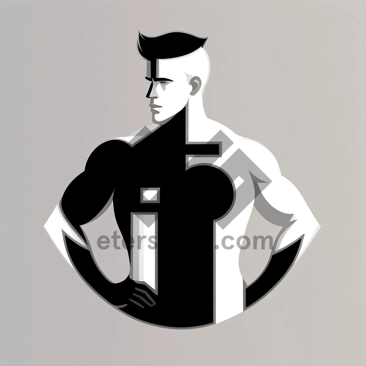 Picture of Silhouette of Macho Cartoon Man Art