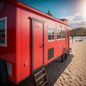 Urban Tramway Station: Vintage Rail Car Transport