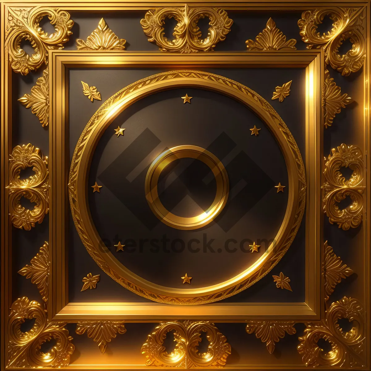 Picture of Golden Antique Gong Frame: Intricate Decorative Design