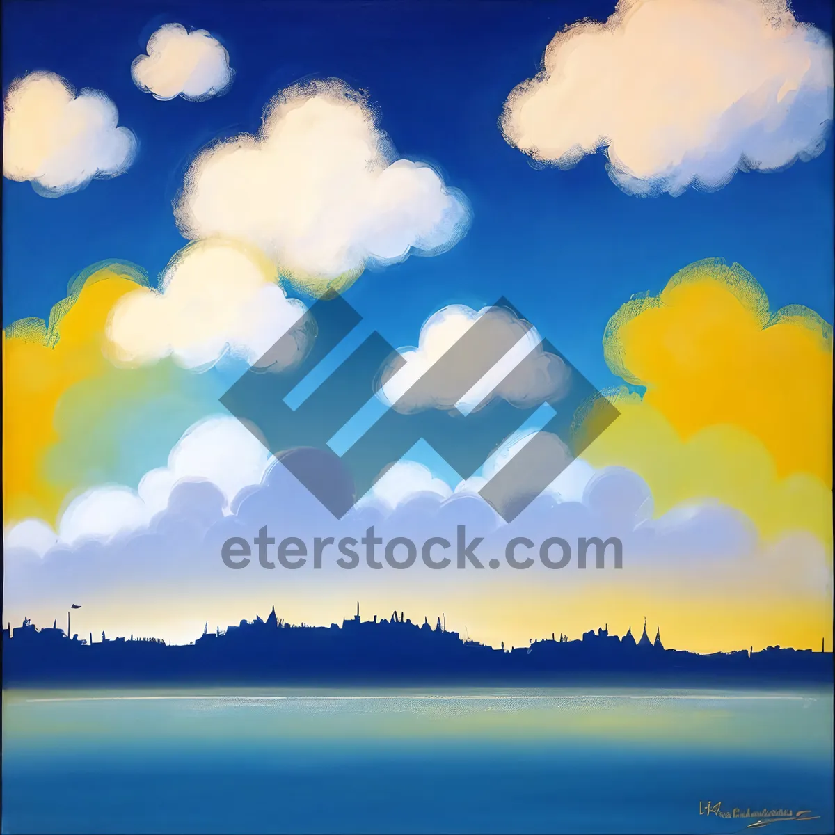 Picture of Serene Summer Sky with Fluffy Clouds