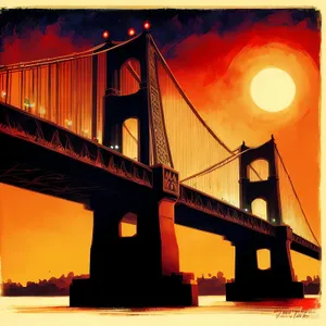 Golden Gate Bridge at Dusk: Iconic Suspension Bridge Against City Skyline