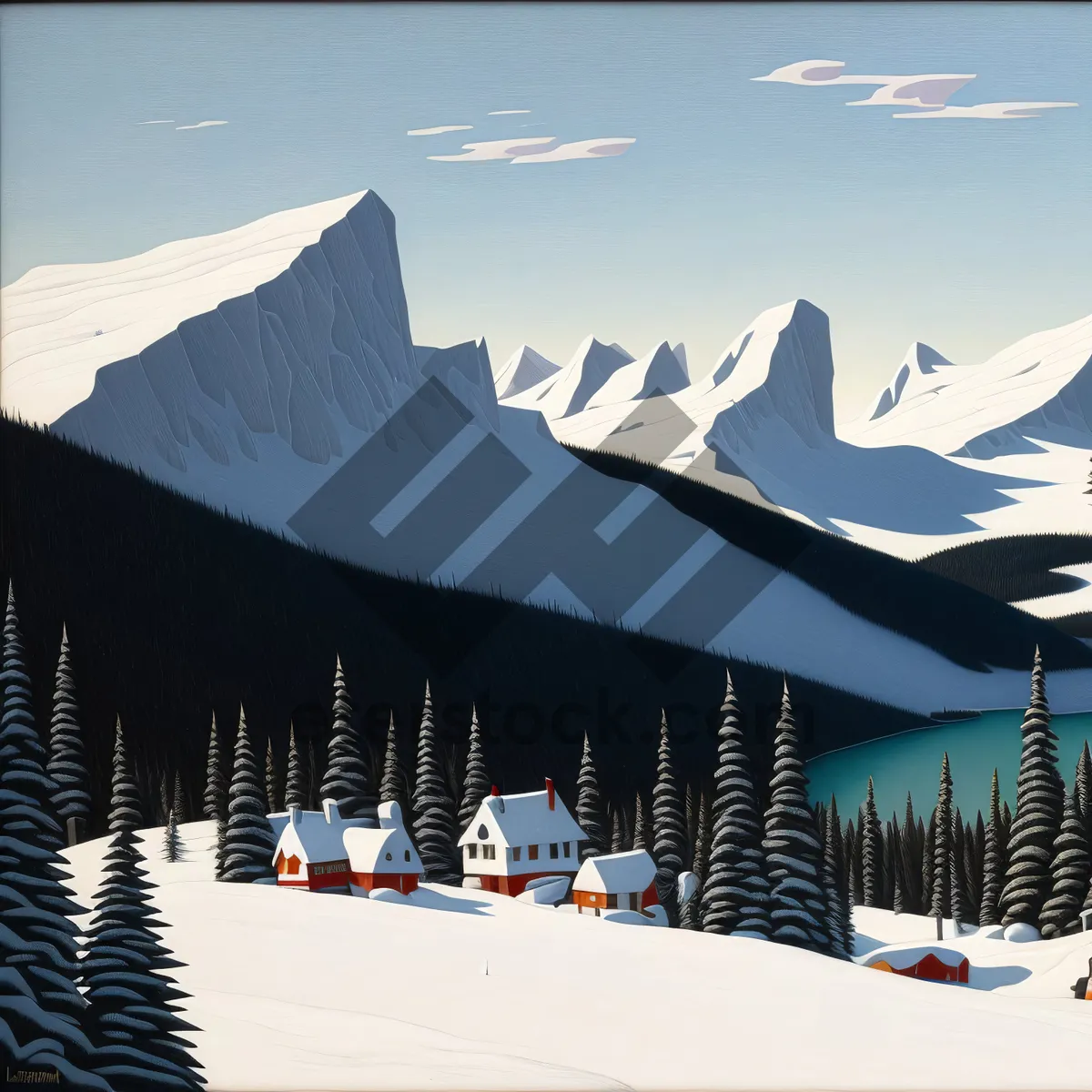 Picture of Winter Wonderland: Majestic Alpine Ski Slope in Snowy Mountains
