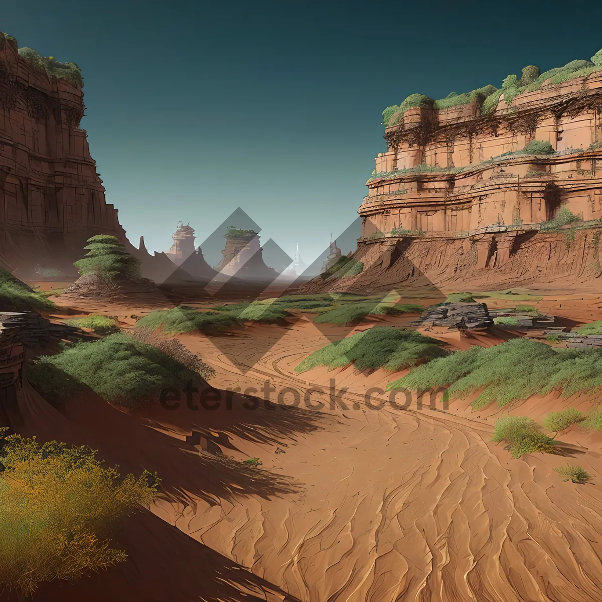 Picture of Desert Canyon Serenity: Majestic Sandstone Ravine