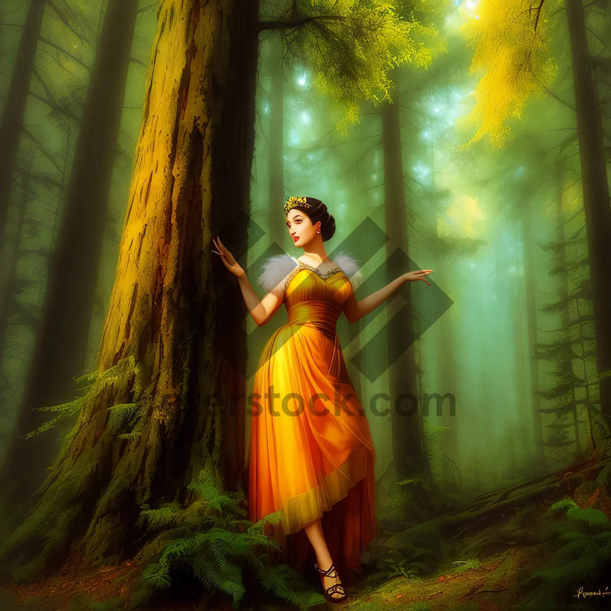 Picture of Outdoor Forest Fashion: Serene Monk in Sarong Skirt