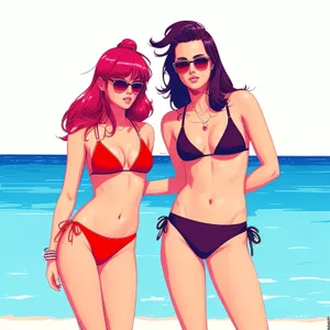 Smiling Beach Babe in Chic Bikini