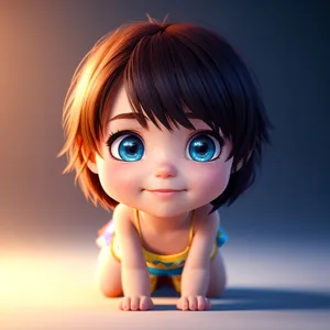 Joyful Little Doll: Cute and Happy Childhood Portrait