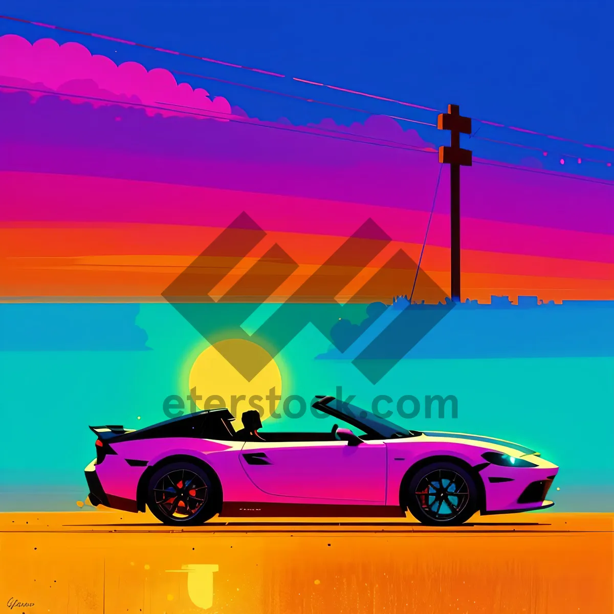 Picture of Sunset Speed: Luxury Convertible Car Racing