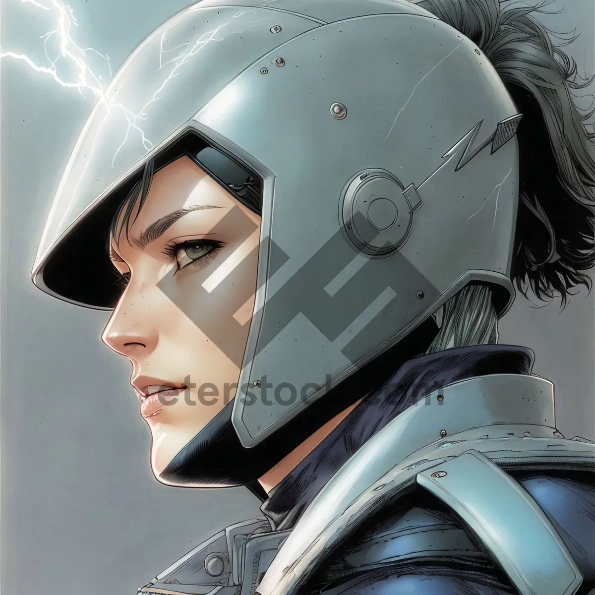 Picture of Aviator Fashion: Pretty Portrait of an Astronaut in Helmet