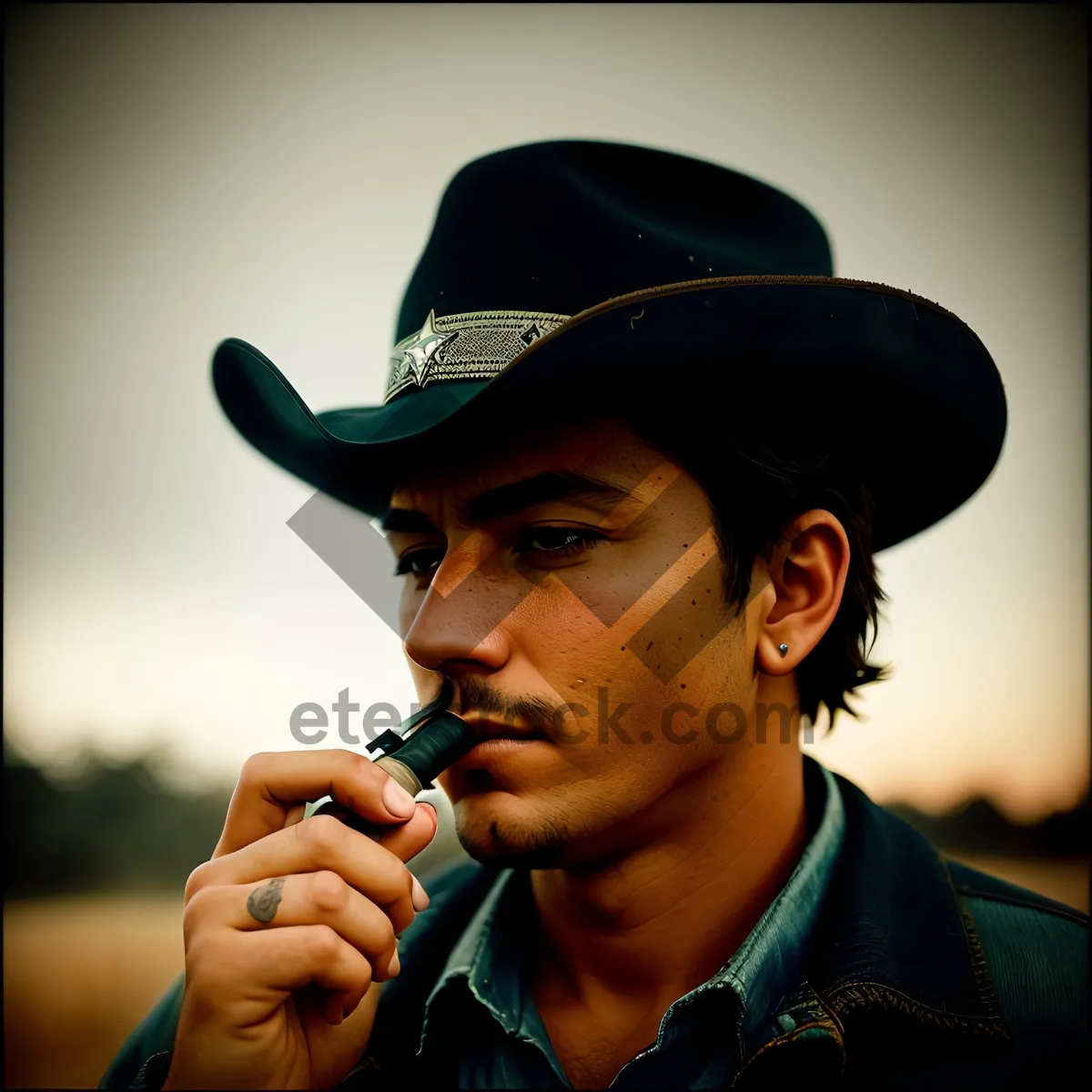 Picture of Entertainer blowing whistle with cowboy hat