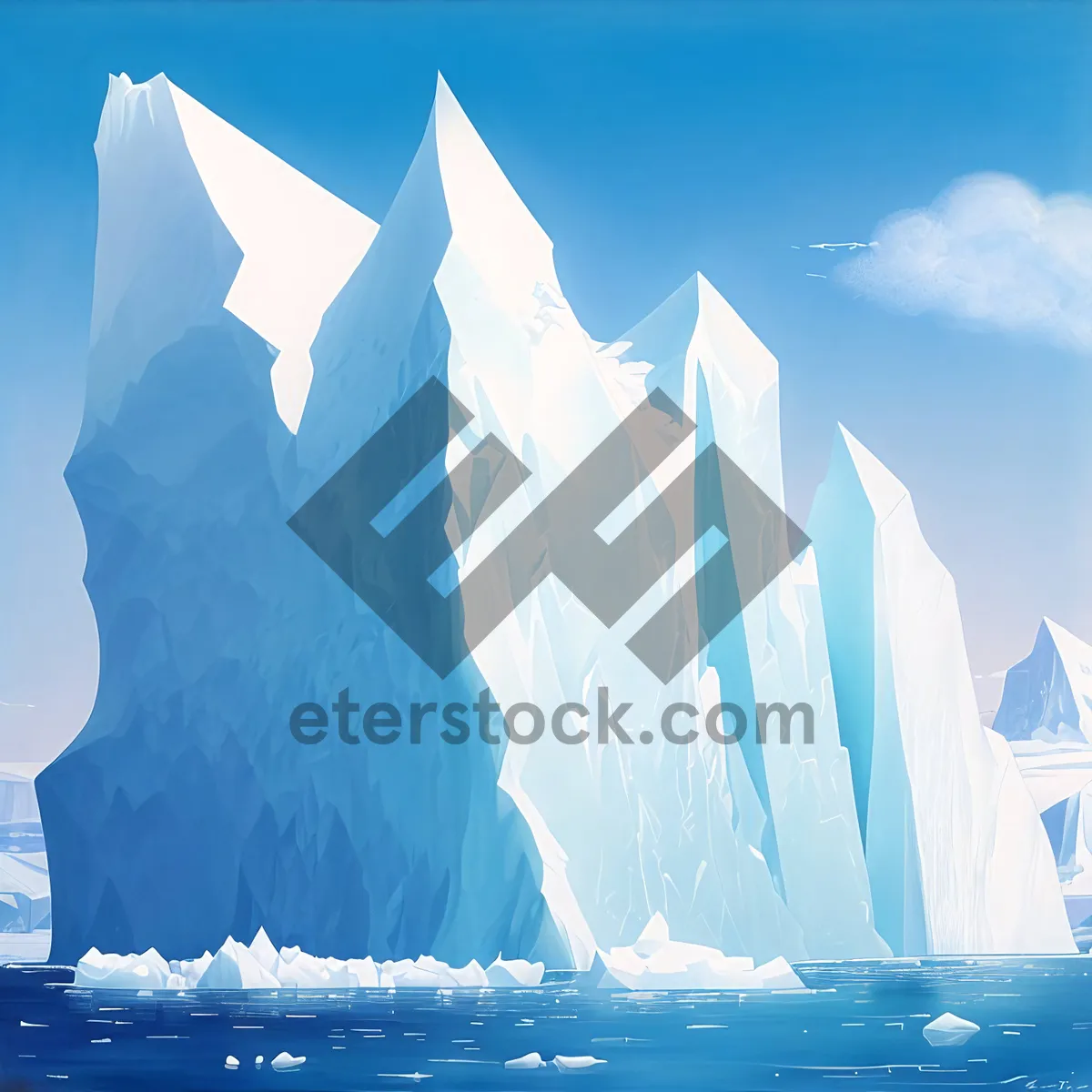 Picture of Majestic Arctic Glacier Reflects in Crystal Clear Ocean