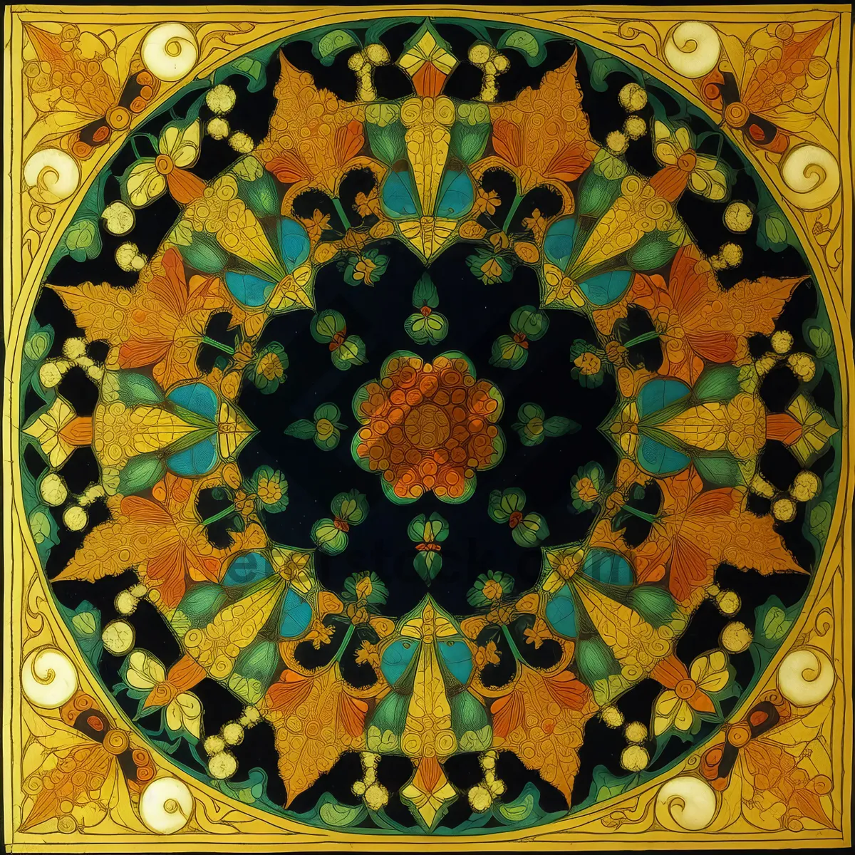 Picture of Colorful Arabesque Mosaic: Ancient Artful Tile Design