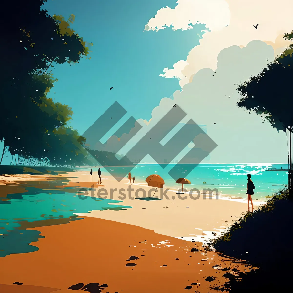 Picture of Tropical Tranquility: Beachside Paradise with Crystal-clear Waters