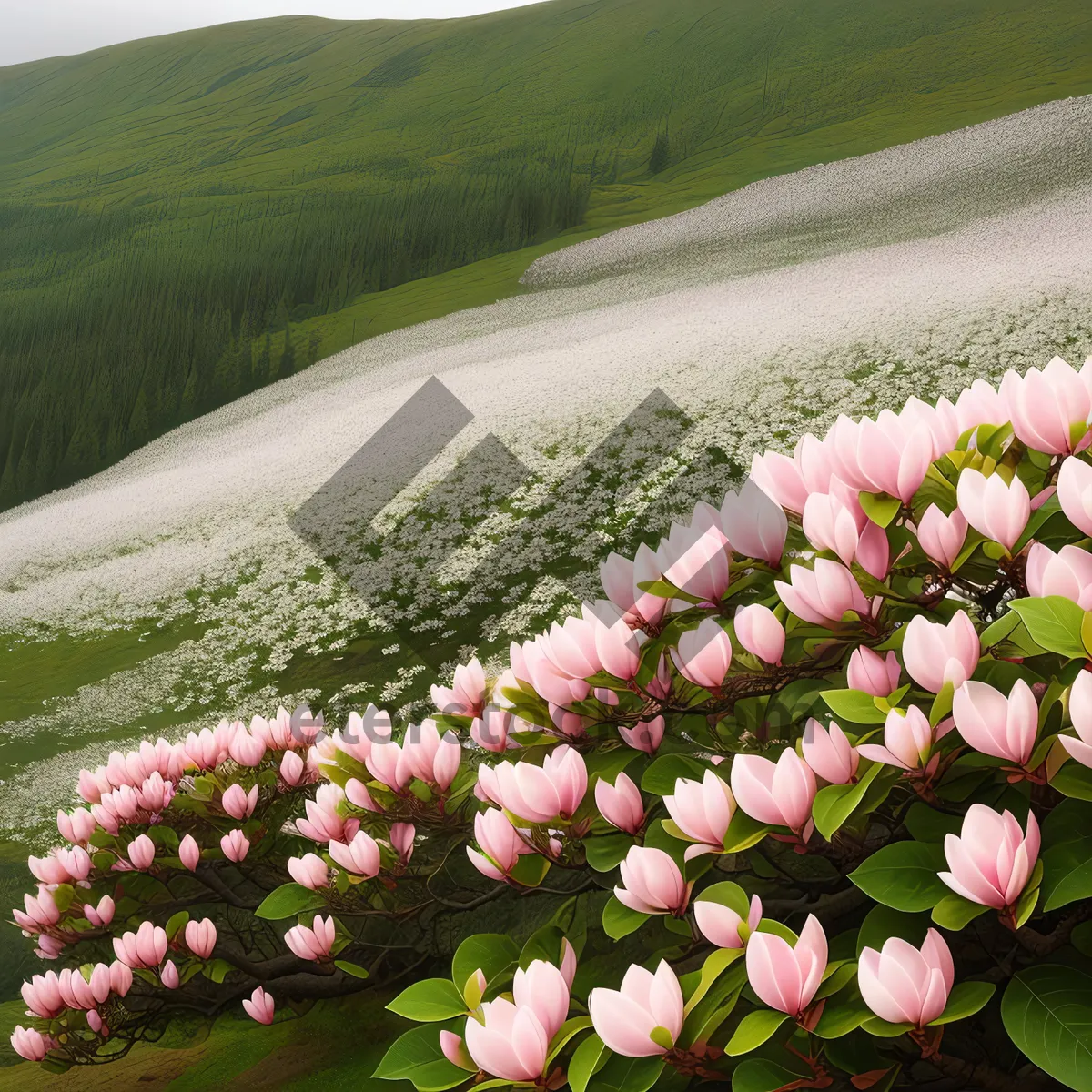 Picture of Seasonal Pink Tulip Blossom in Garden