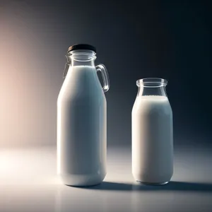 Healthy Dairy Drink in Transparent Milk Bottle