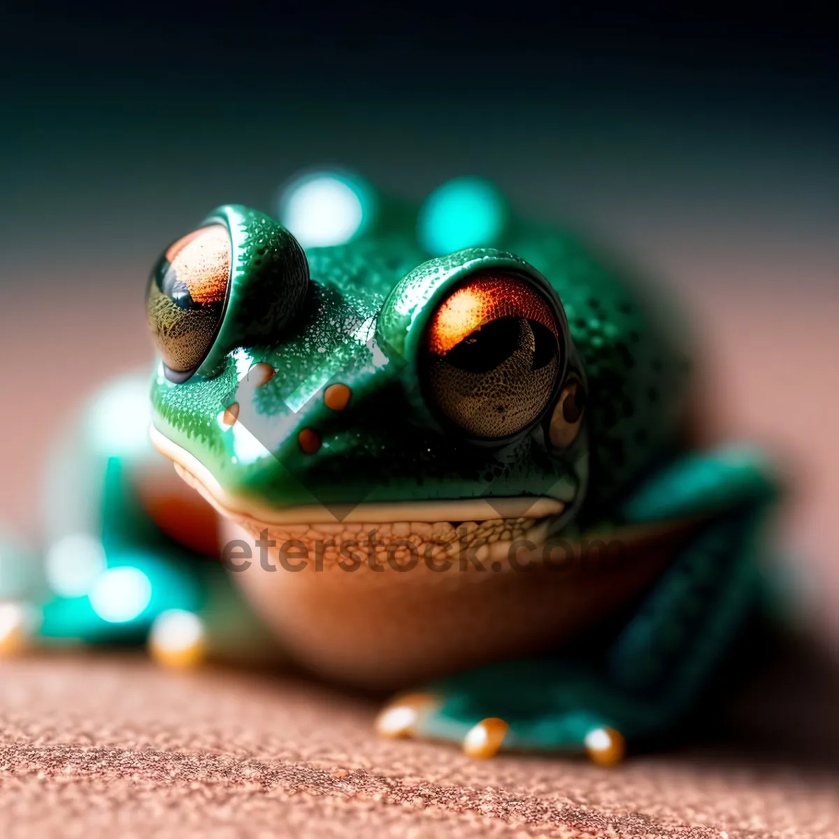 Picture of Eye-catching Tree Frog Peeking through Leaves