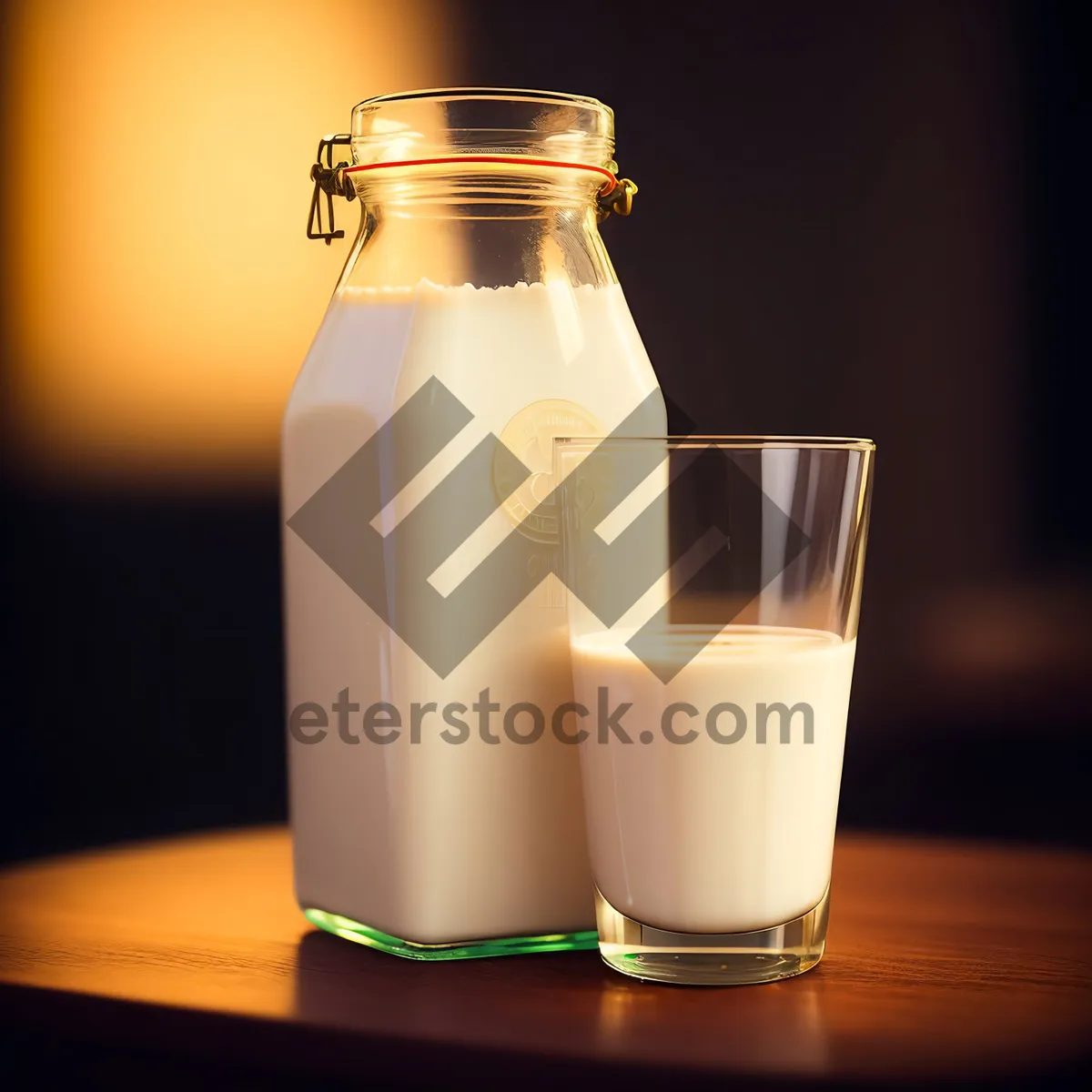 Picture of Milk Bottle - Cold, Refreshing Dairy Beverage in Glass