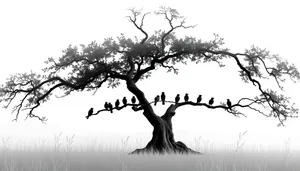 Black Tree Branch Dance Silhouette Art Design