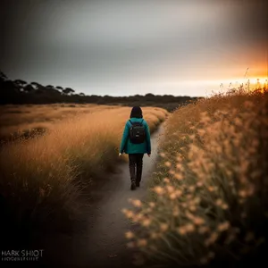 Golden Sunset Over Rural Hay Field