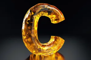 3D gold letter K with shiny reflection