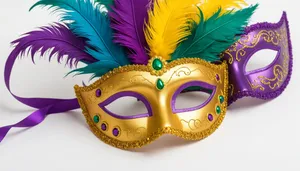 Mysterious Masquerade Mask in Gold Carnival Costume