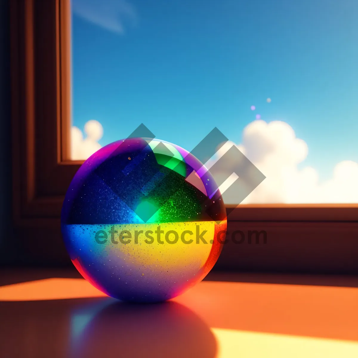 Picture of Colorful Glass Sphere Icon: Shiny Round Graphic with Reflection