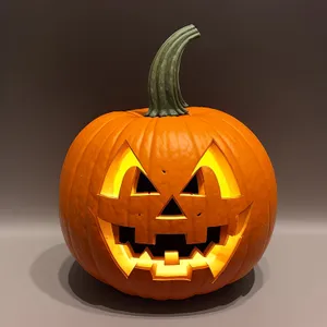 Spooky Jack-O'-Lantern Pumpkin Face in Dark Night