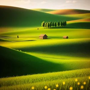 Vibrant Rapeseed Field Under Sunny Sky